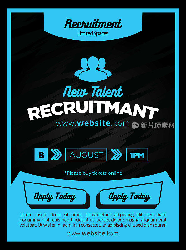 Strong and Bold Blue Recruitment Poster or Flyer for Job Listing